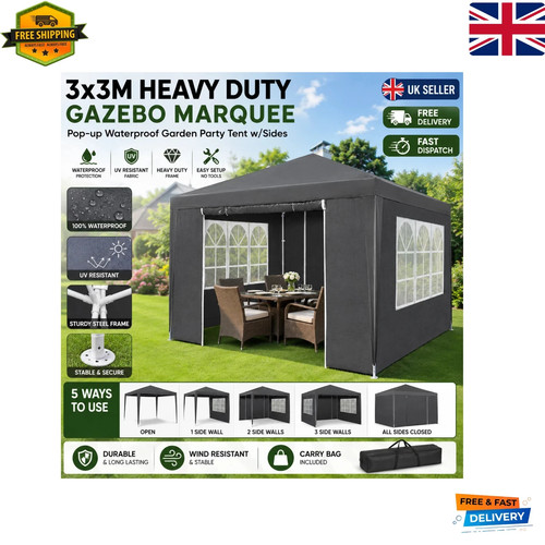 3x3m heavy duty gazebo marquee - heavy,
